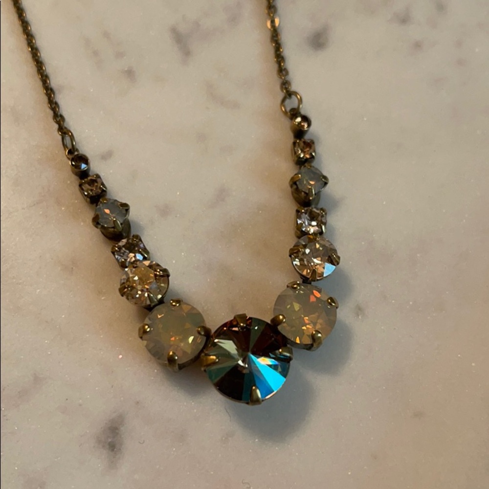 Sorrelli Swarovski Crystal Beige Graduated Necklace NWT